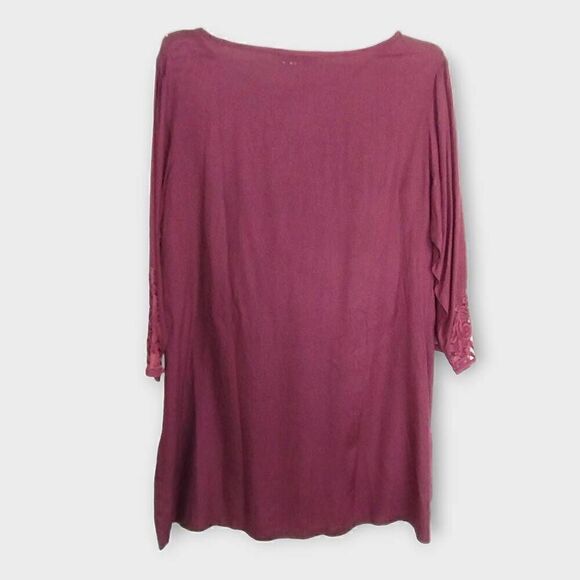 Soft Surroundings‎ Womens Top Sz Small Cranberry Lace Insert Tunic Relaxed Fit - Picture 9 of 12